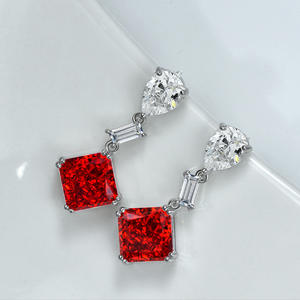 ต่างหูเงินแท้ 925 ชุบโรเดียม ประดับเพชรซิคอนทรงหยดน้ำหลากสี สำหรับผู้หญิง เหมาะสำหรับงานแต่งงานและงานปาร์ตี้ - Product Image 4