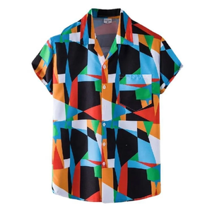 Nuova <span class=keywords><strong>Camicia</strong></span> Hawaiana da Uomo 2025 a <span class=keywords><strong>Maniche</strong></span> <span class=keywords><strong>Corte</strong></span> con Stampa Floreale e Righe, Casual, con Bottoni, Ideale per Vacanze Estive al Mare e Uso Quotidiano - Product Image 4