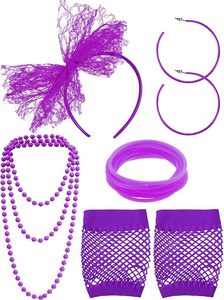 DAMAI, accesorios <span class=keywords><strong>de</strong></span> fiesta <span class=keywords><strong>de</strong></span> graduación con tema <span class=keywords><strong>de</strong></span> neón, <span class=keywords><strong>bandas</strong></span> para el cabello <span class=keywords><strong>de</strong></span> encaje, pendientes, collar, pulsera, guantes <span class=keywords><strong>de</strong></span> red <span class=keywords><strong>de</strong></span> pesca, 5 Juegos para fiesta Retro <span class=keywords><strong>de</strong></span> <span class=keywords><strong>los</strong></span> 80 - Product Image 5