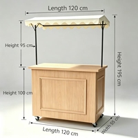 Comptoir d'exposition pliable en bois à niveaux avec roulettes universelles, couleur, logo et taille personnalisables, portable pour la vente au détail