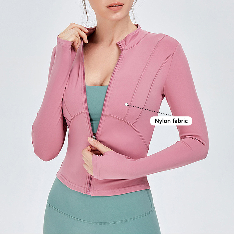 Wholesale Autumn Stand up Collar Sports Jackets, High-quality Yoga Clothes, Women's Zippered Long Sleeved Fitness Tops
