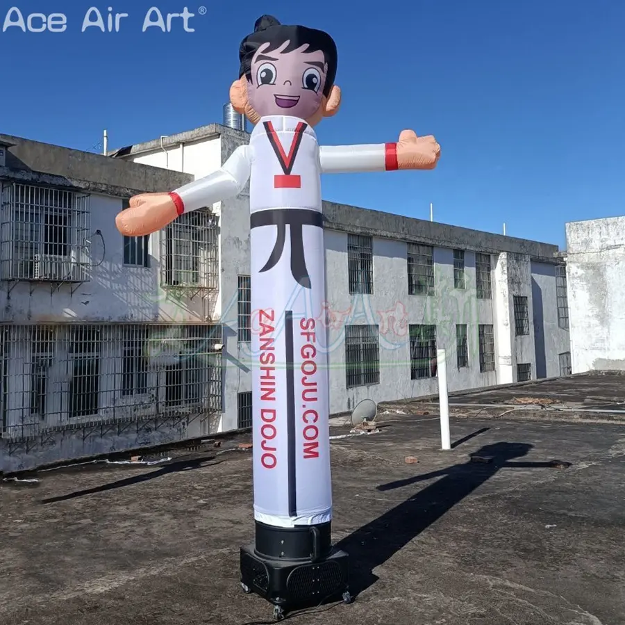 Figura de Taekwondo inflable personalizada para niños, bailarina de aire de una pierna, bailarina de cielo de Taekwondo para publicidad al aire libre o promoción