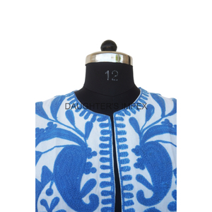 Chaqueta de chaleco Suzani Vintage bohemio para mujer, chaquetas bordadas indias de algodón, ropa de fiesta de inspiración étnica, chaleco Suzani con frente abierto - Product Image 3