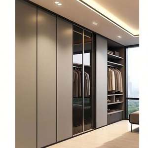 ตู้เสื้อผ้าไม้ตู้ประตูกระจกตู้ไม้อัดปรับแต่งได้ทันสมัยเฟอร์นิเจอร์โรงแรม - Product Image 5