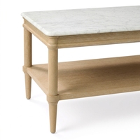 Table basse rectangulaire en bois de luxe moderne avec plateau en marbre finition naturelle pour salon
