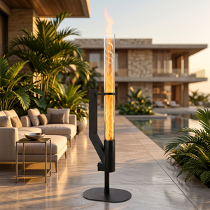 <span class=keywords><strong>Stufa</strong></span> <span class=keywords><strong>a</strong></span> Pellet da Esterno con Ampio Campo Visivo, Fiamma Aperta Alta, per Giardino e Cortile, con Funzione di Riscaldamento e Decorazione - Product Image 2