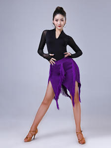 Falda de <span class=keywords><strong>onda</strong></span> con borlas de rendimiento con cinturón de baile latino - Product Image 6