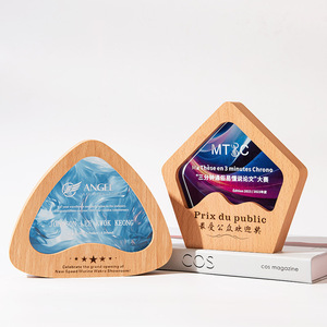 Real Wood Crystal <b>Trophy</b> Custom Laser <b>Engraved</b> Logo Durable Conference Award Gift For Employee Recognition Event - Product Image 3