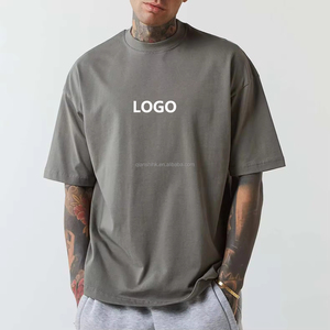 Nuevo estilo Streetwear Tallas grandes Camisetas para hombres Camisas de diseñador de cuello redondo para hombres Camiseta de hombro caído de gran tamaño Fabricante - Product Image 5