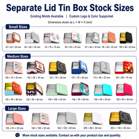 Boîte en métal rectangulaire noire haute avec couvercle amovible, conteneur métallique uni, logo personnalisé imprimé, emballage OEM
