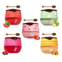 Petit emballage de soin vide en acrylique en forme de boule mignon personnalisé de 6ml Conteneur de gommage pour masque de baume à lèvres Pots de gommage pour les lèvres avec cuillère