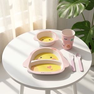 Juego de Vajilla Infantil Ecológico, Plato, Tazón, Taza y Cuchara, con Logotipo Personalizado, Libre de BPA, Vajilla Sostenible para el Hogar, Cocina y Restaurante - Product Image 6