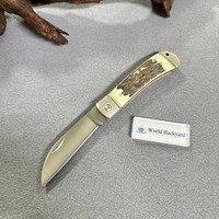 Couteau pliant en corne de cerf pour le camping et les activités de plein air, couteau d'art de collection, couteau pliant tranchant en acier inoxydable, nouveauté