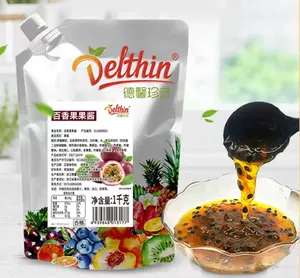 Delthin-12 sabores de fruta de la Pasión, Jam, 1kg, pulpa de fruta, leche al horno, tienda de té, mermelada de pan, venta al por mayor