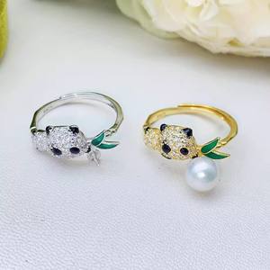 Anillo de Plata de Ley S925 con Incrustaciones de Perlas DIY, Diseño de Girasol y Cuentas Redondas, Tecnología de Engaste de Rodio, 13-14 mm para Mujer - Product Image 1