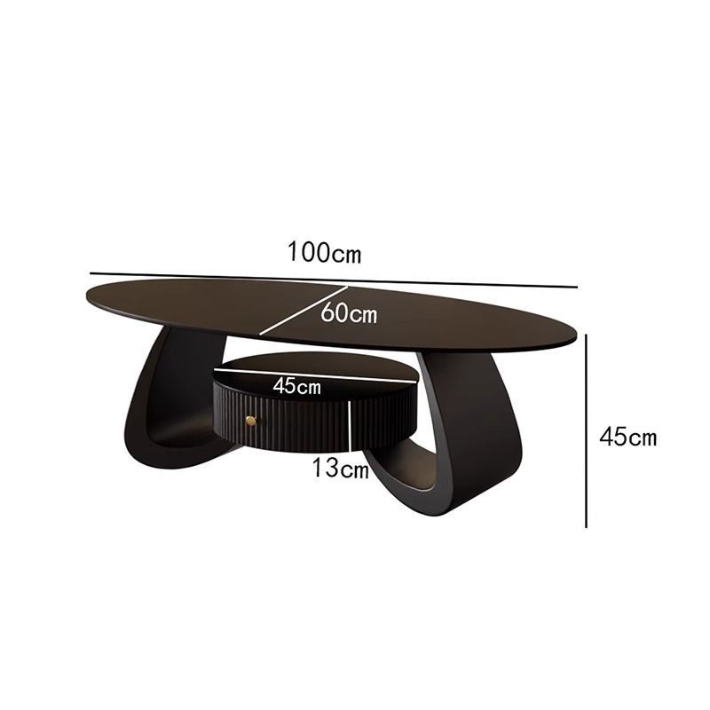 Black base [pure black slate] single coffee table