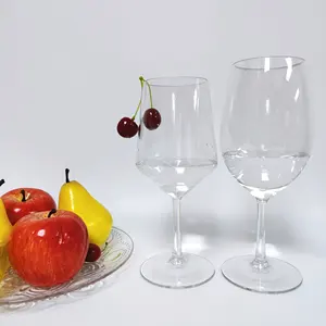 Wholesale goblet wine plastic-14oz Transparent Unbreakable Plastic Tritan Cups Wine Glasses Crystal Wine Goblet Plastic Stemmed Wine Glass