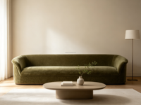 Canapé-banc FERLY en velours à accoudoirs roulés, style vintage moderne, meubles de salon
