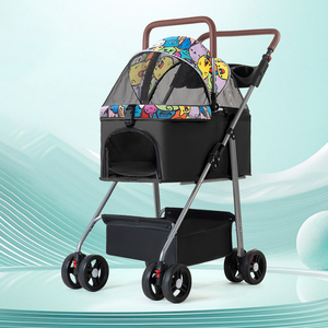 Poussette pliable légère pour petits animaux, chariot séparé pour chiens et chats, idéal pour les sorties - Product Image 5