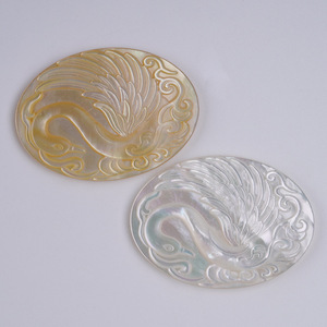 ส่วนประกอบเครื่องประดับหลากหลายชนิด ทำจากเปลือกหอยมุกขาวธรรมชาติ แกะสลักลายฉลุสีเหลือง ได้รับการรับรองโดยผู้ผลิตโดยตรง - Product Image 1