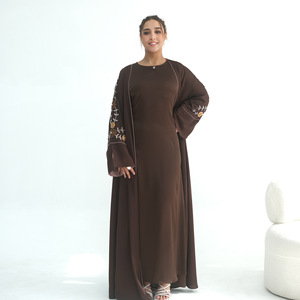 Kaftan floral perlé à la main, Abaya brodée de Dubaï, Cardigan pour femmes, Vêtement de luxe pour les stations balnéaires, Robe de soirée élégante, Manches longues - Product Image 1
