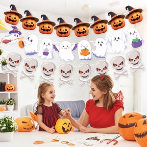 Bandera <span class=keywords><strong>de</strong></span> Halloween personalizada, adorno <span class=keywords><strong>de</strong></span> papel para eventos, accesorios <span class=keywords><strong>de</strong></span> Halloween, pancarta <span class=keywords><strong>de</strong></span> papel, dibujos animados, calabaza, globo ocular, sombrero <span class=keywords><strong>de</strong></span> bruja, patrón <span class=keywords><strong>de</strong></span> decoración - Product Image 2