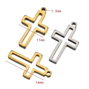 Gelang emas perak Katolik 16*11mm, Aksesori liontin salib agama sederhana pesona logam salib untuk perhiasan - Product Image 2
