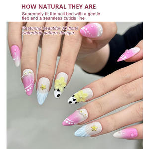 Vente en gros de 10 pièces de <span class=keywords><strong>faux</strong></span> <span class=keywords><strong>ongles</strong></span> en gel peints à la main, styles uniques, magnifiques, luxueux, faits à la main, en acrylique, artificiels - Product Image 2