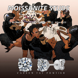 Pendientes de Plata Fina 925 Chapados en Oro con Moissanita Solitaria Brillante, Diseño Geométrico Vintage Personalizado, con Cierre de Rosca, Venta al por Mayor SHRAMAN DIAMOND - Product Image 3