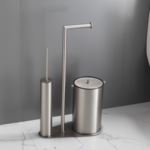 <span class=keywords><strong>Porta</strong></span> <span class=keywords><strong>carta</strong></span> <span class=keywords><strong>igienica</strong></span> indipendente in acciaio inossidabile con scopino per rifiuti integrato - Product Image 4