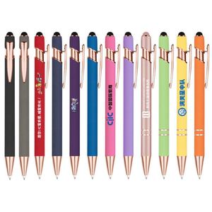 X1101-1 Luxury Branded Writing Personalized Rose Gold <b>Pen</b> Soft Touch Promotion Custom Ball Point Metal <b>Pen</b> <b>With</b> <b>Stylus</b> - Product Image 1