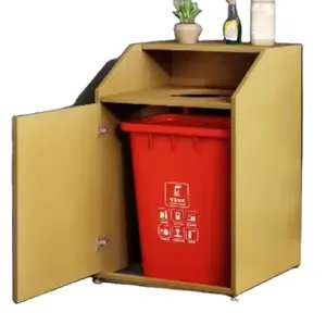 Contenedor de basura clasificado comercial cubo de basura al aire libre cubos de basura de reciclaje de madera con 1 2 3 4 compartimentos