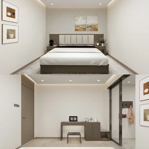 Ensemble de meubles de chambre d'hôtel 3 étoiles moderne et personnalisable de haute qualité : lit en bois, tables de chevet, meubles TV et armoire pour chambre complète - Product Image 1