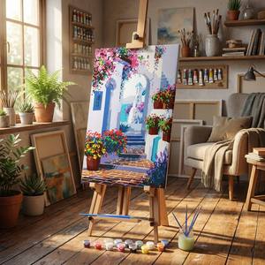 Kit de <span class=keywords><strong>peinture</strong></span> par numéros DIY personnalisé pour adultes, <span class=keywords><strong>peinture</strong></span> acrylique sur toile, paysage, fleurs, dessin animé, décoration murale, écologique - Product Image 1