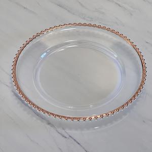 13" <b>Plastic</b> Gold Beaded Charger for Luxury Wedding Plates Modern Acrylic Clear Plate Dish European Serving Dish - Product Image 4