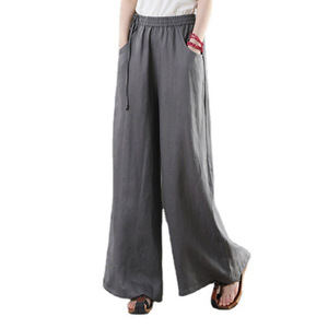 Pantalon en coton européen et américain pour <span class=keywords><strong>femme</strong></span>, ample, large, taille haute, droit, rétro, décontracté - Product Image 4