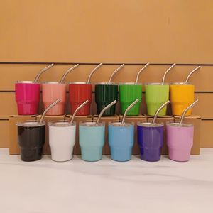 Gobelet de voyage isotherme à double paroi en acier inoxydable de 2 oz pour expresso, avec couvercle et paille, design multicolore et mignon - Product Image 1