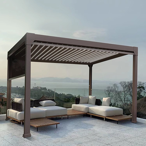 <span class=keywords><strong>Pergola</strong></span> d'extérieur en aluminium Gazebo à auvent étanche Gazebo avec porte coulissante en verre Stores carrés en aluminium <span class=keywords><strong>Pergola</strong></span> - Product Image 1