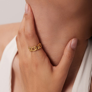 Fashion <b>Rings</b> Chain <b>Open</b> <b>Ring</b> For Women Gold Plated Geometric Design Gift Jewelry - Product Image 4