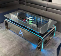 Table basse futuriste à LED lumineuse en acier inoxydable pour KTV, boîte de nuit et mobilier de salle VIP de bar