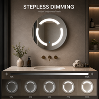 Smart LED Round Bathroom Mirror with Front Lighting, Stepless Dimming, 3 Color Temperature, Anti-Fog, Bluetooth