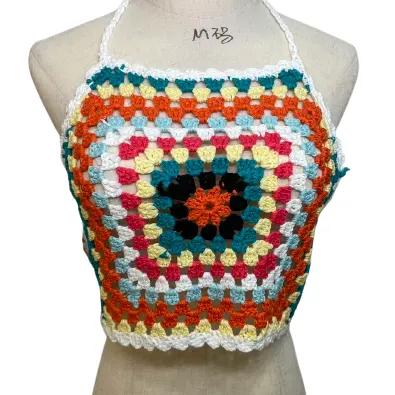 Summer Beachwear with Sling Hand-woven Rainbow Sexy Swimsuit for Woman Handmade Crochet Bikinis