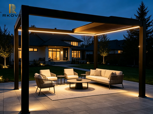 Pergola moderne en aluminium RKOVE, revêtement noir en poudre, rectangulaire, pour extérieur, couverture de jardin, résistante aux intempéries - Product Image 2