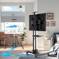 ZENO TV Portabel Beroda 32-65 Inch, Dudukan TV Mobile, Troli Beroda untuk Luar Ruangan, Tinggi Dapat Disesuaikan, dengan Roda Senyap 150