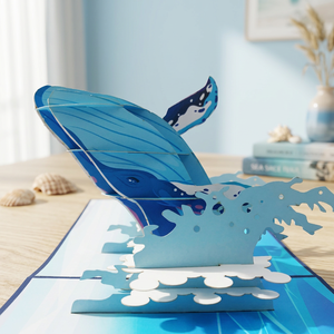 Tarjeta Pop-up 3D de Ballena Azul Hecha a Mano, Diseño Vietnamita, Corte Láser Personalizado, Kirigami, Tarjeta de Felicitación de Papel, Recuerdo de Cumpleaños, Superventas - Product Image 4