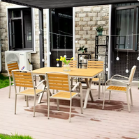 Ensemble de salle à manger d'extérieur au design moderne avec table et chaises en alliage d'aluminium résistant aux intempéries - Durable pour une utilisation en extérieur et dans le salon