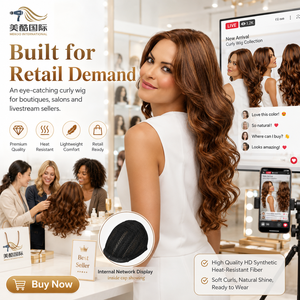 <span class=keywords><strong>Perruque</strong></span> brésilienne bouclée, mélange de cheveux vierges Remy et de fibres thermiques, qualité contrôlée, 22-30 pouces, pour la vente en gros aux salons et l'approvisionnement sous marque privée - Product Image 4