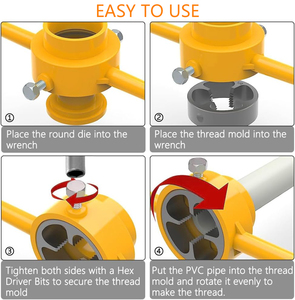 Hot Selling 6 Piece PVC Pipe <b>Threading</b> <b>Tool</b> Set 1/2 3/4 Inch Plastic Pipe Tap and Die Kit for Plumbing Water Pipe Repair - Product Image 4