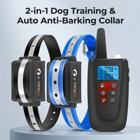 Collier anti-aboiement automatique pour l'entraînement et la correction du comportement des animaux de compagnie, pour 2 chiens, fonction 2-en-1, batterie au lithium rechargeable, plastique