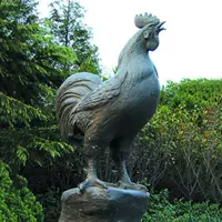 Statua all'aperto del gallo della colata del metallo a grandezza naturale degli ornamenti di arte del giardino da vendere